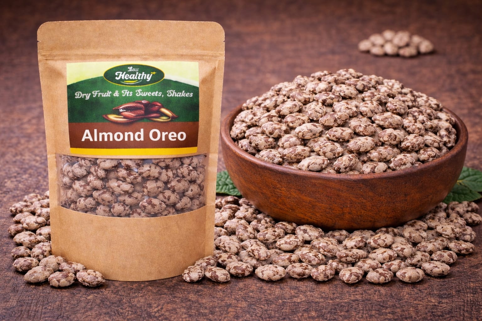 Almond Oreo – Chocolate &amp; Cookie Coated Premium Almonds | Laa Healthy Dry Fruits
