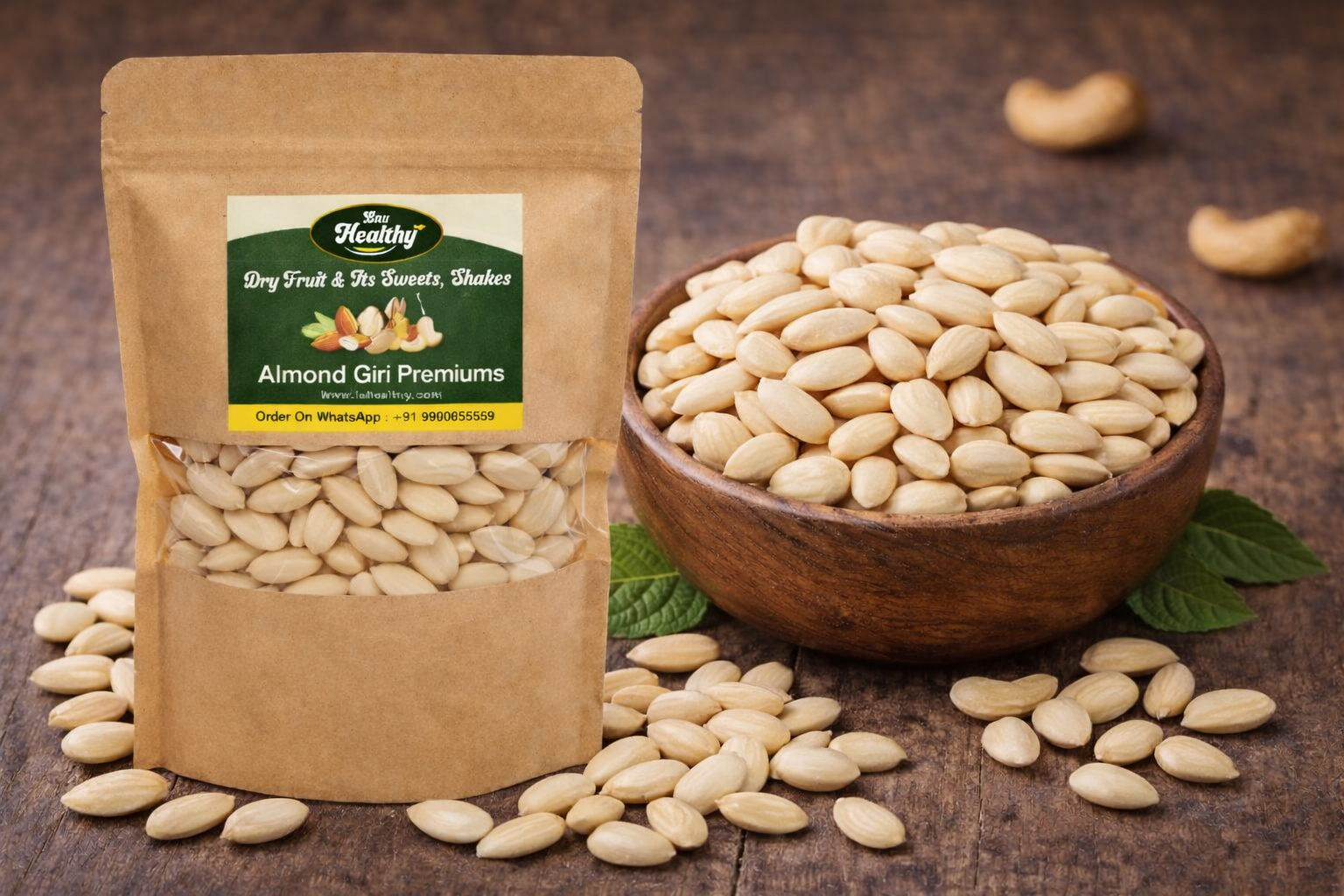 Almond Giri Premiums – Premium California Almond Kernels | Laa Healthy Dry Fruits