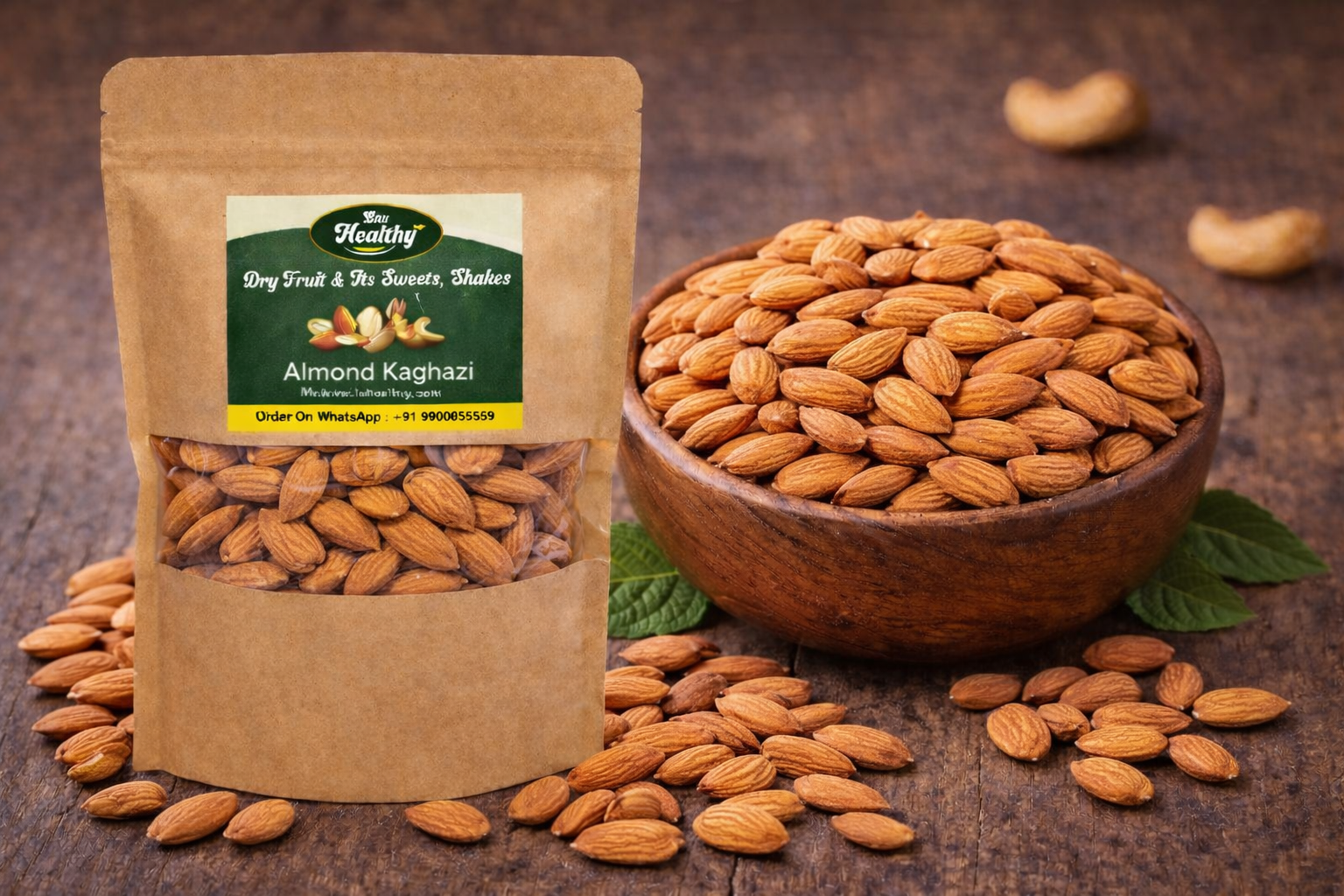 Almond Kaghazi (Mamra Shukarbai) – Premium Afghani Paper-Shell Almonds | Laa Healthy Dry Fruits