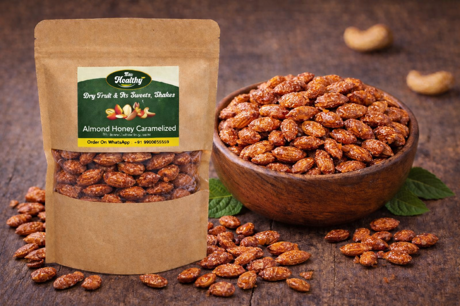 Almond Honey Caramelized – Premium Caramel-Coated Almonds | Laa Healthy Dry Fruits